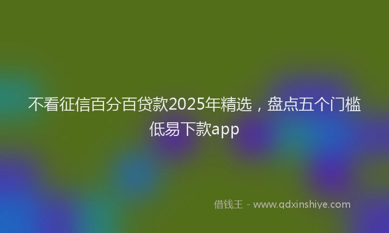 不看征信百分百贷款2025年精选，盘点五个门槛低易下款app