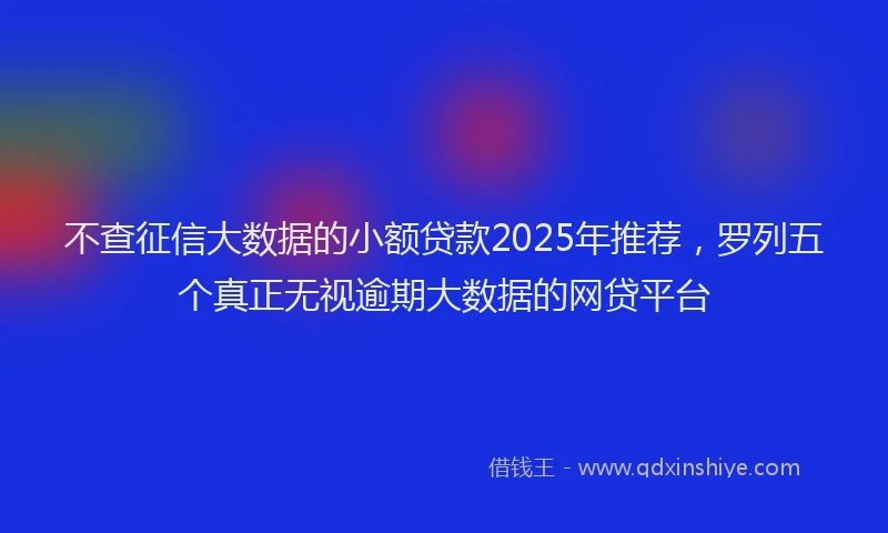 不查征信大数据的小额贷款2025年推荐，罗列五个真正无视逾期大数据的网贷平台
