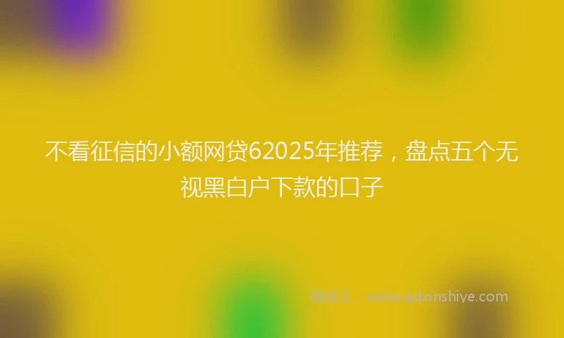 不看征信的小额网贷62025年推荐，盘点五个无视黑白户下款的口子