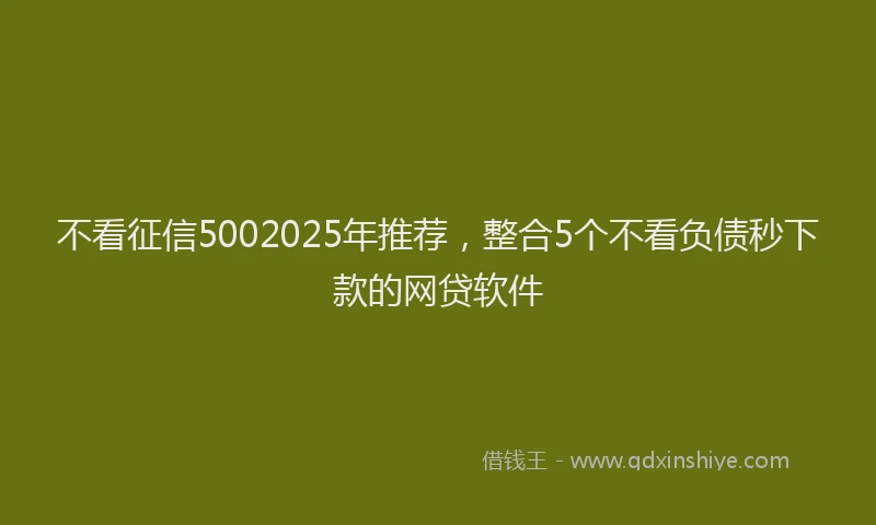 不看征信5002025年推荐，整合5个不看负债秒下款的网贷软件