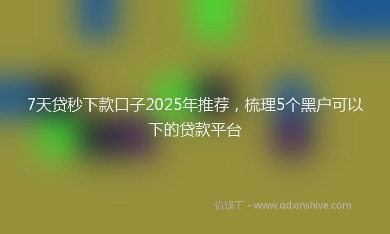 7天贷秒下款口子2025年推荐，梳理5个黑户可以下的贷款平台