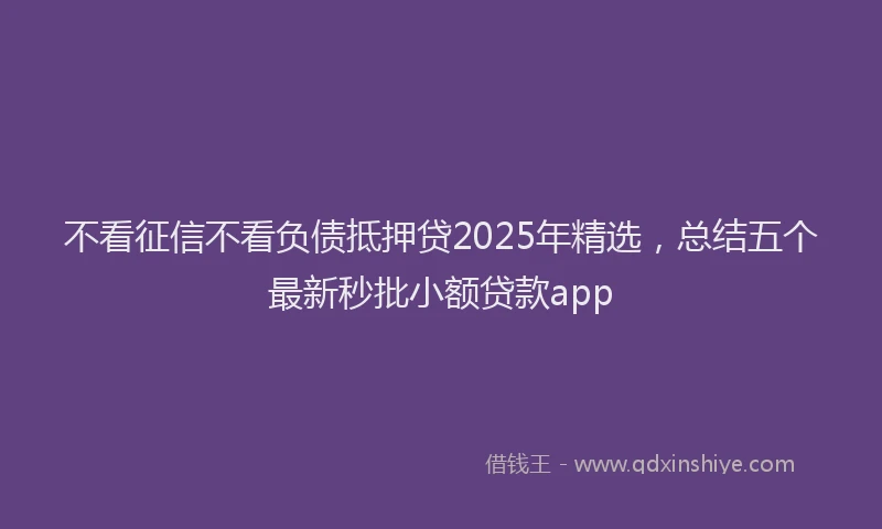 不看征信不看负债抵押贷2025年精选，总结五个最新秒批小额贷款app