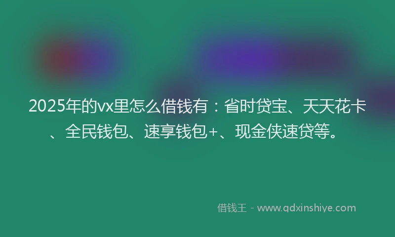 2025年的vx里怎么借钱有：省时贷宝、天天花卡、全民钱包、速享钱包+、现金侠速贷等。