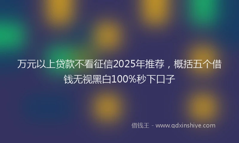 万元以上贷款不看征信2025年推荐，概括五个借钱无视黑白100%秒下口子