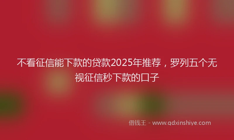 不看征信能下款的贷款2025年推荐，罗列五个无视征信秒下款的口子