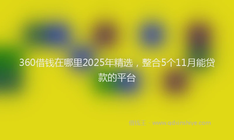 360借钱在哪里2025年精选，整合5个11月能贷款的平台