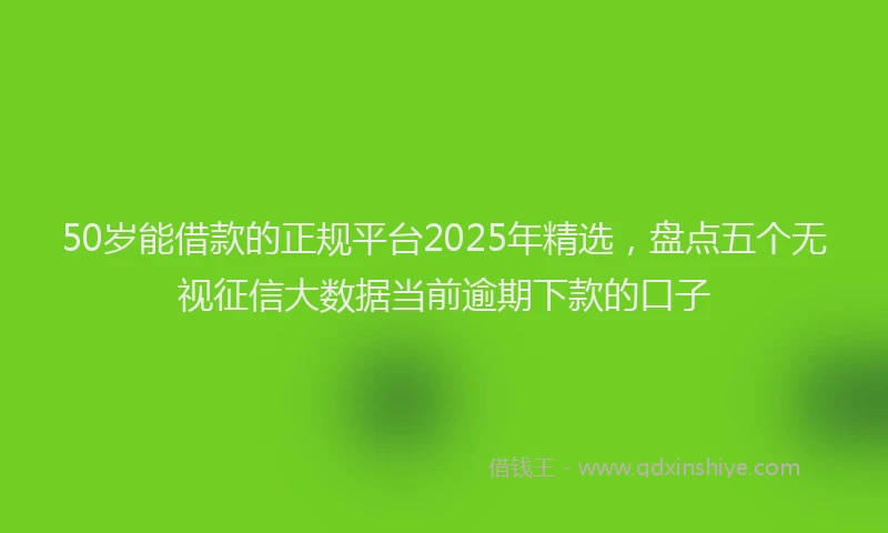 50岁能借款的正规平台2025年精选，盘点五个无视征信大数据当前逾期下款的口子