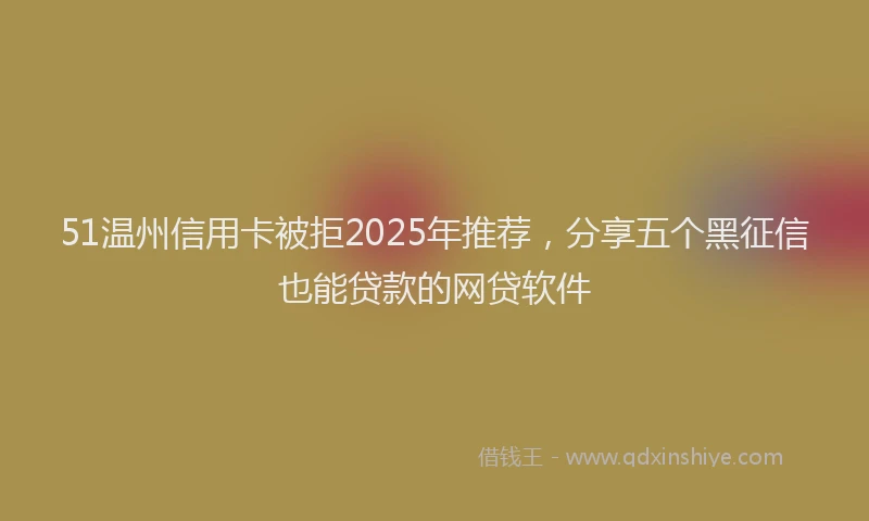 51温州信用卡被拒2025年推荐，分享五个黑征信也能贷款的网贷软件