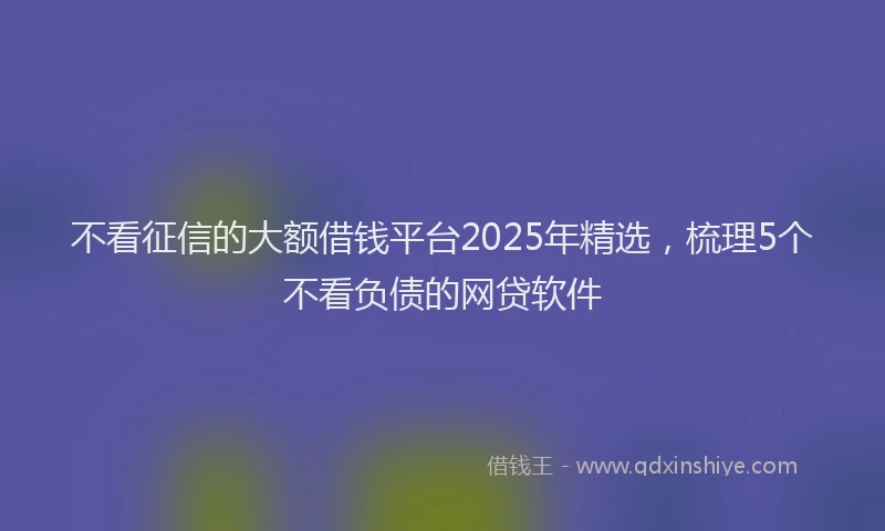 不看征信的大额借钱平台2025年精选，梳理5个不看负债的网贷软件