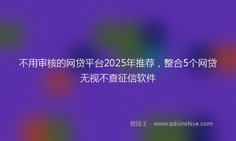 不用审核的网贷平台2025年推荐，整合5个网贷无视不查征信软件