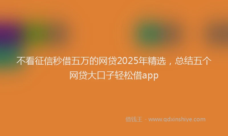 不看征信秒借五万的网贷2025年精选，总结五个网贷大口子轻松借app