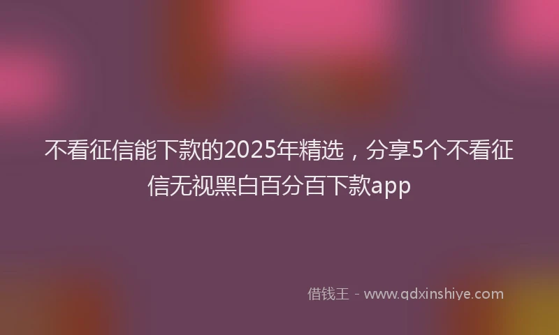 不看征信能下款的2025年精选，分享5个不看征信无视黑白百分百下款app