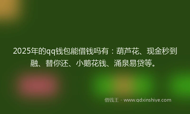 2025年的qq钱包能借钱吗有：葫芦花、现金秒到融、替你还、小鹅花钱、涌泉易贷等。