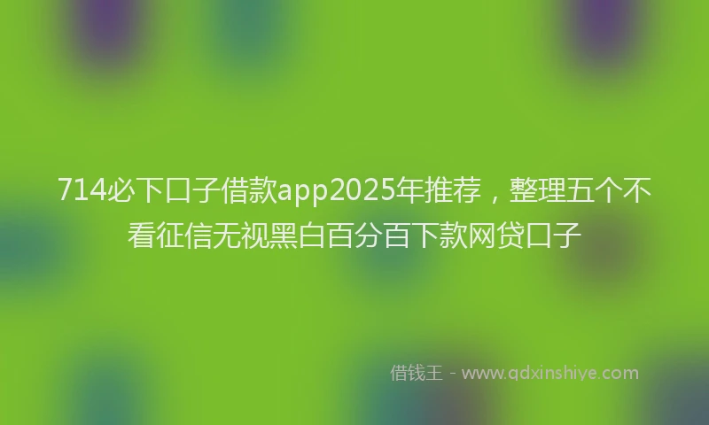 714必下口子借款app2025年推荐，整理五个不看征信无视黑白百分百下款网贷口子