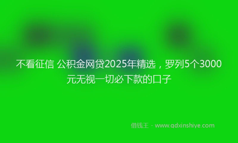 不看征信 公积金网贷2025年精选，罗列5个3000元无视一切必下款的口子