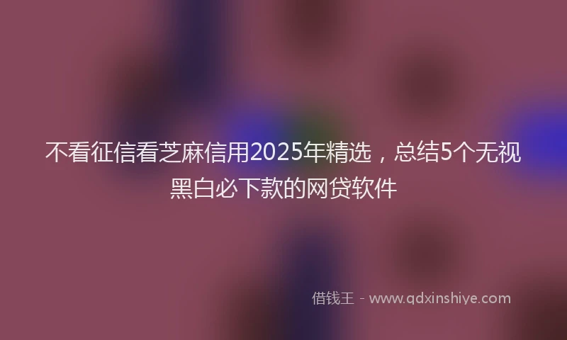 不看征信看芝麻信用2025年精选，总结5个无视黑白必下款的网贷软件