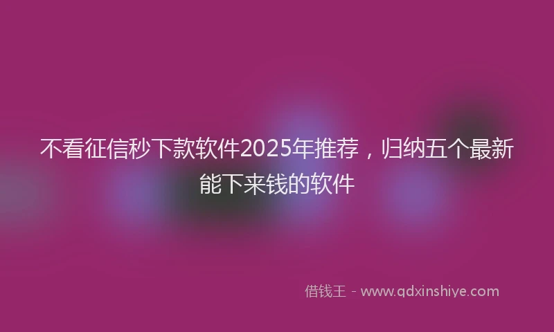 不看征信秒下款软件2025年推荐，归纳五个最新能下来钱的软件