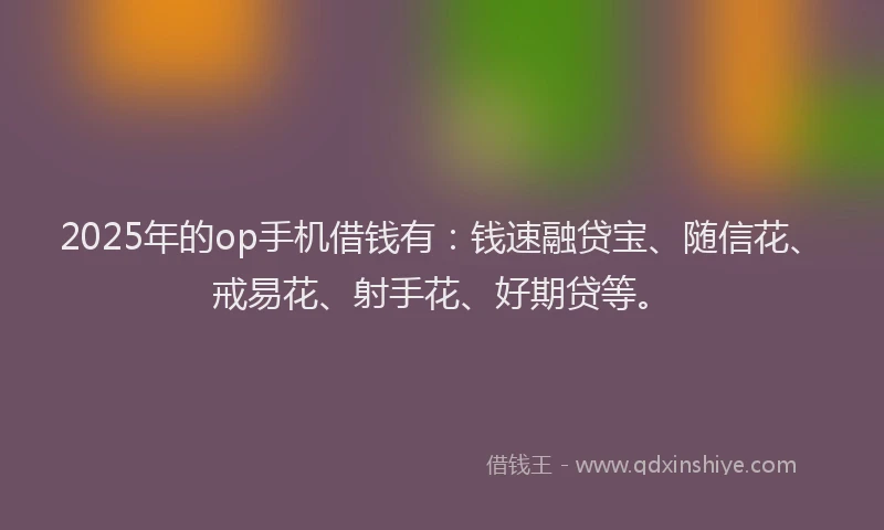 2025年的op手机借钱有：钱速融贷宝、随信花、戒易花、射手花、好期贷等。
