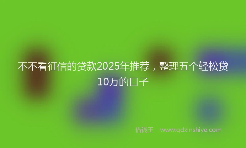不不看征信的贷款2025年推荐，整理五个轻松贷10万的口子