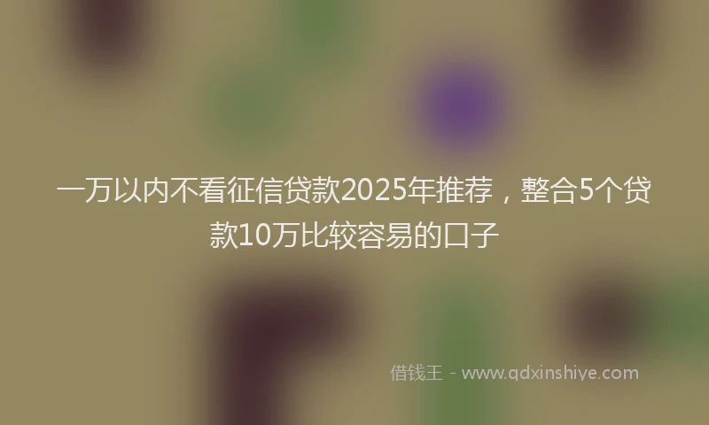 一万以内不看征信贷款2025年推荐，整合5个贷款10万比较容易的口子