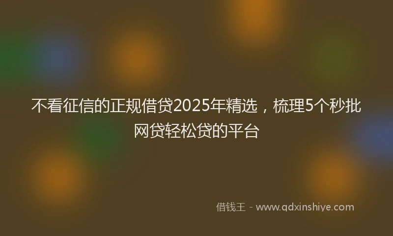 不看征信的正规借贷2025年精选，梳理5个秒批网贷轻松贷的平台