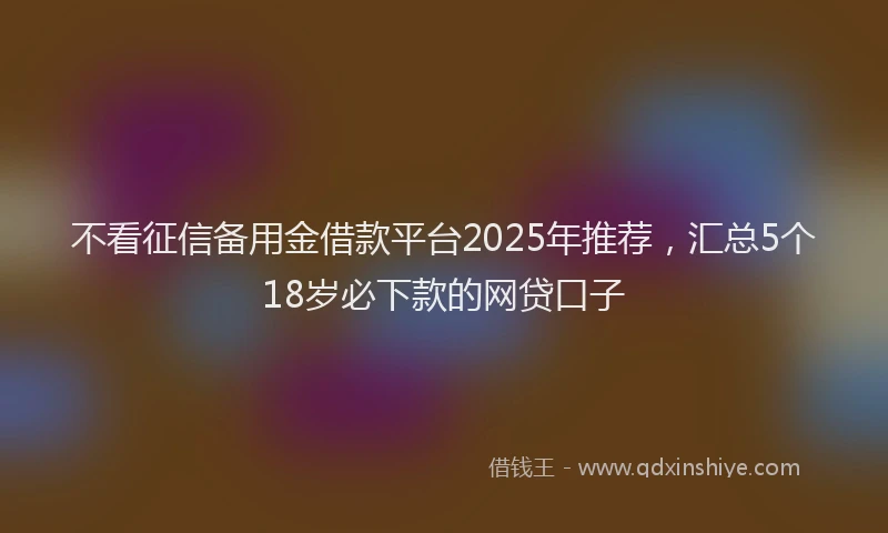 不看征信备用金借款平台2025年推荐，汇总5个18岁必下款的网贷口子