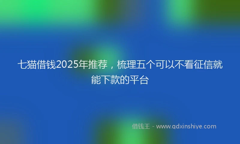 七猫借钱2025年推荐，梳理五个可以不看征信就能下款的平台
