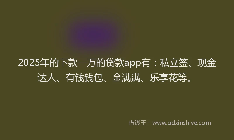 2025年的下款一万的贷款app有：私立签、现金达人、有钱钱包、金满满、乐享花等。