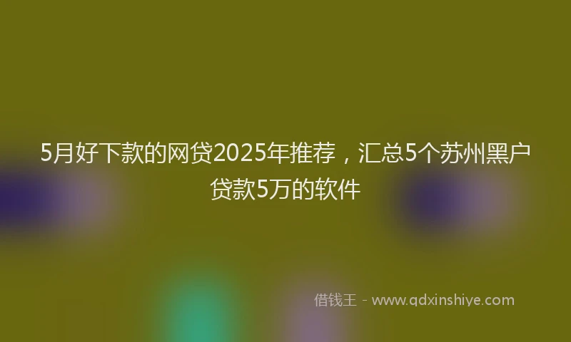 5月好下款的网贷2025年推荐，汇总5个苏州黑户贷款5万的软件