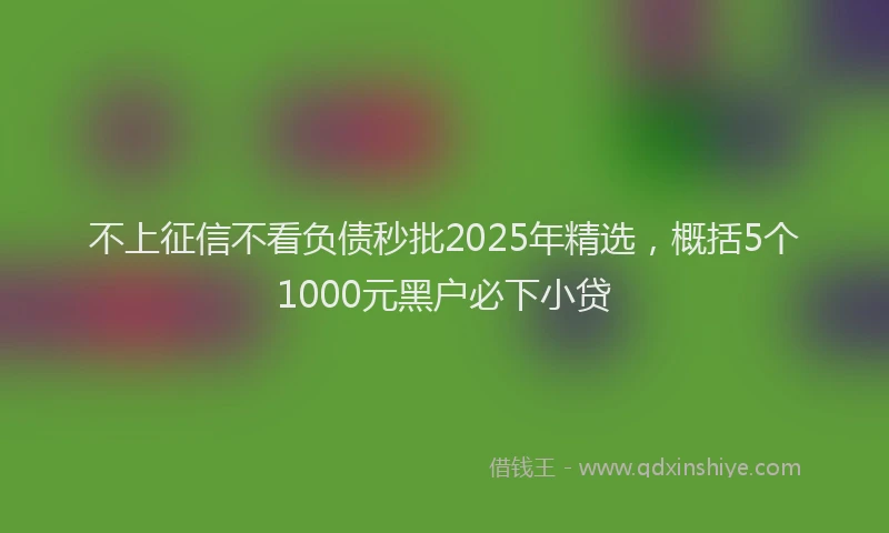不上征信不看负债秒批2025年精选，概括5个1000元黑户必下小贷