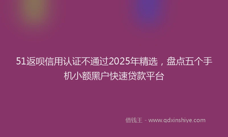 51返呗信用认证不通过2025年精选，盘点五个手机小额黑户快速贷款平台