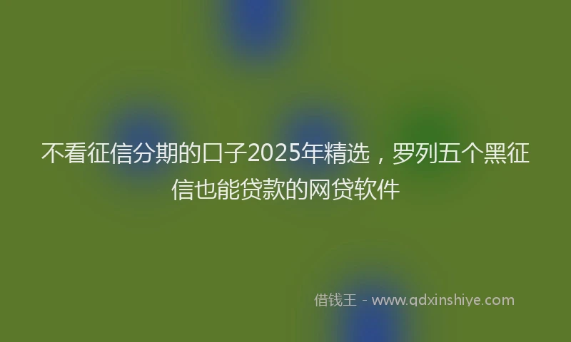 不看征信分期的口子2025年精选，罗列五个黑征信也能贷款的网贷软件