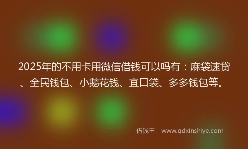 2025年的不用卡用微信借钱可以吗有：麻袋速贷、全民钱包、小鹅花钱、宜口袋、多多钱包等。