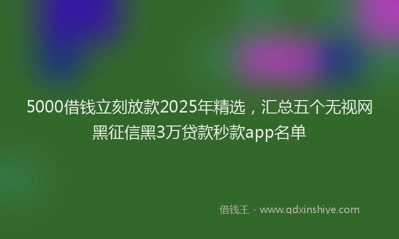 5000借钱立刻放款2025年精选，汇总五个无视网黑征信黑3万贷款秒款app名单