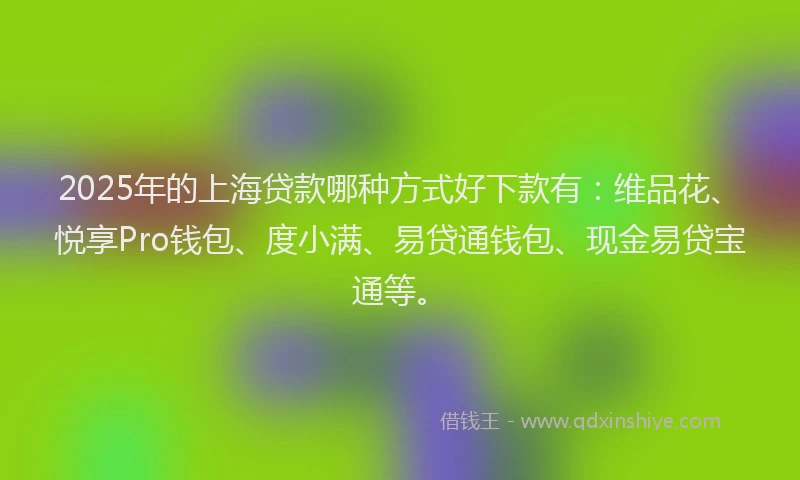 2025年的上海贷款哪种方式好下款有：维品花、悦享Pro钱包、度小满、易贷通钱包、现金易贷宝通等。