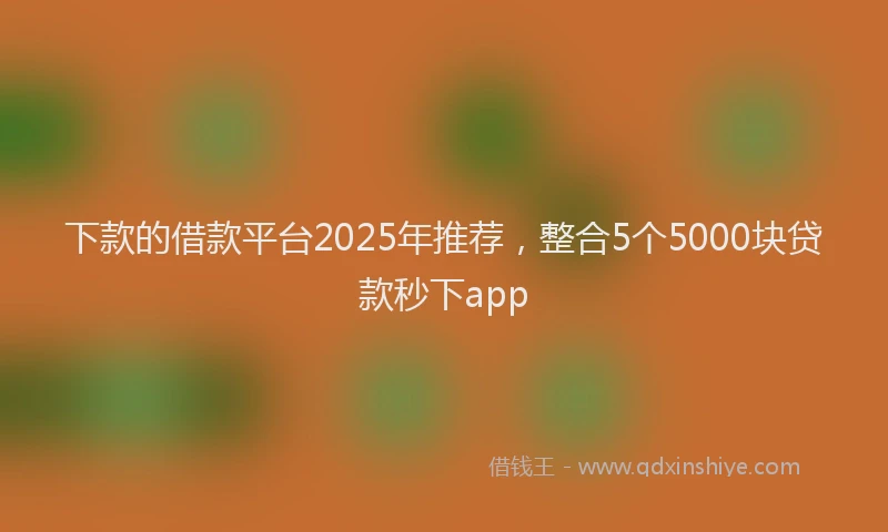 下款的借款平台2025年推荐，整合5个5000块贷款秒下app