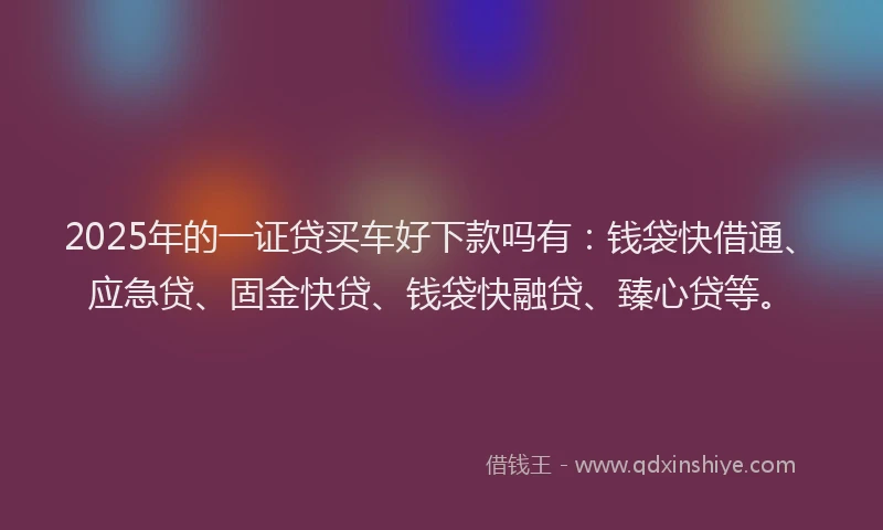 2025年的一证贷买车好下款吗有：钱袋快借通、应急贷、固金快贷、钱袋快融贷、臻心贷等。