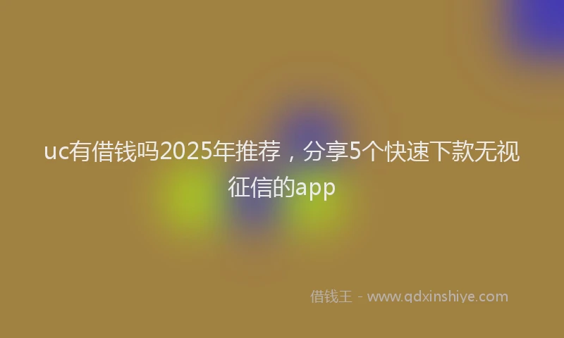 uc有借钱吗2025年推荐，分享5个快速下款无视征信的app