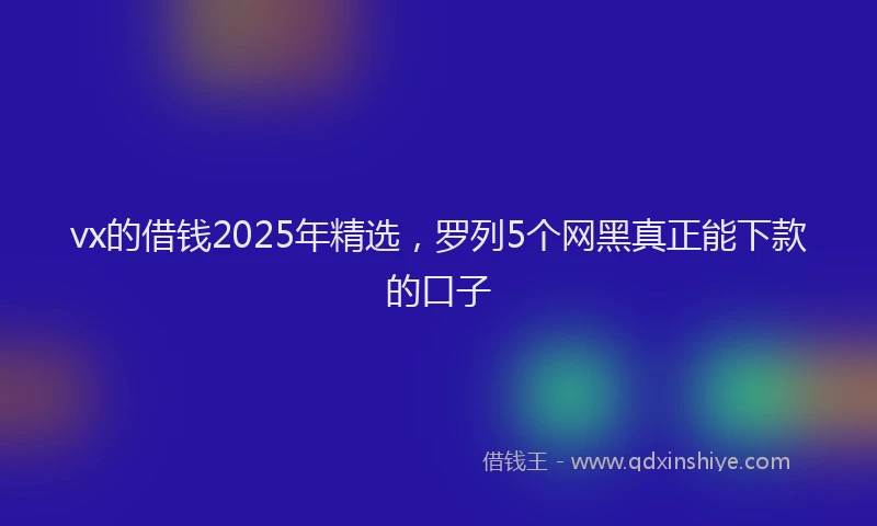 vx的借钱2025年精选，罗列5个网黑真正能下款的口子