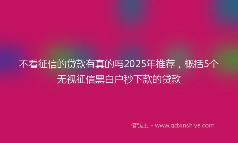 不看征信的贷款有真的吗2025年推荐，概括5个无视征信黑白户秒下款的贷款