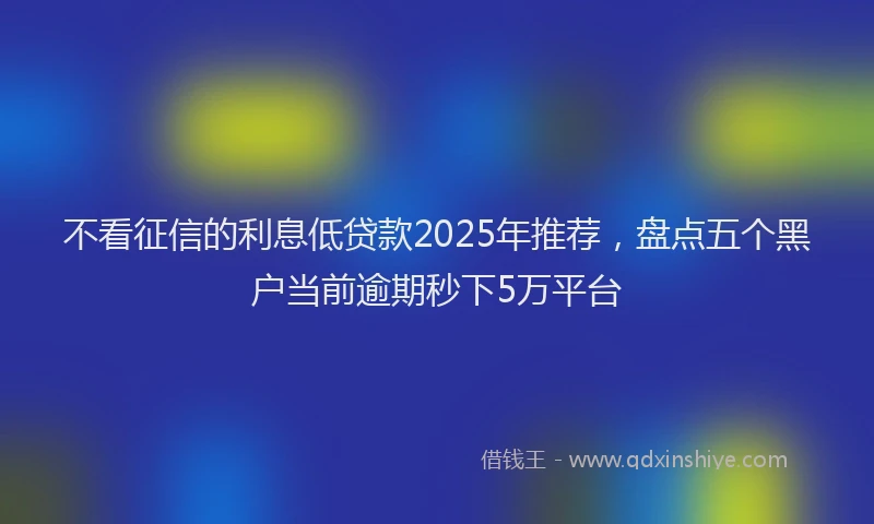 不看征信的利息低贷款2025年推荐，盘点五个黑户当前逾期秒下5万平台