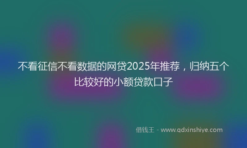 不看征信不看数据的网贷2025年推荐，归纳五个比较好的小额贷款口子