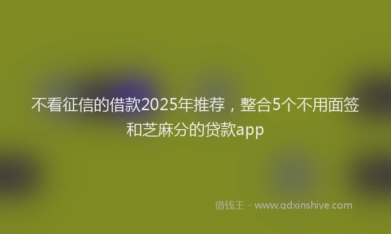 不看征信的借款2025年推荐，整合5个不用面签和芝麻分的贷款app