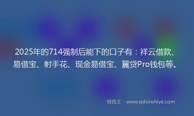 2025年的714强制后能下的口子有：祥云借款、易借宝、射手花、现金易借宝、翼贷Pro钱包等。