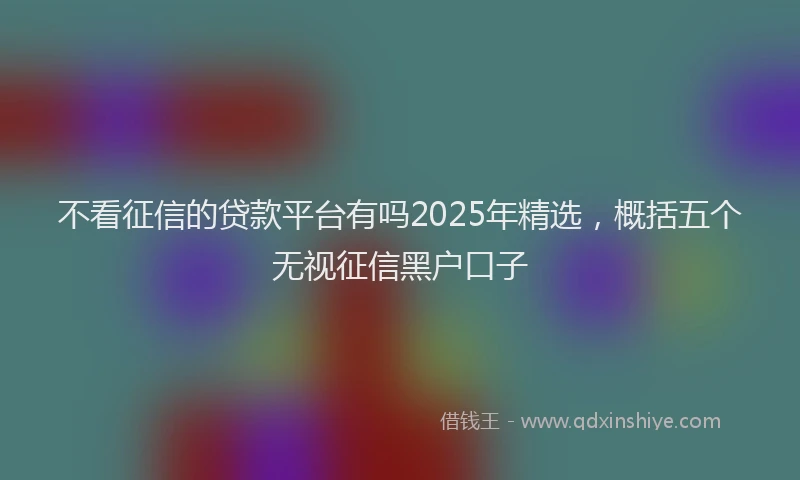 不看征信的贷款平台有吗2025年精选，概括五个无视征信黑户口子