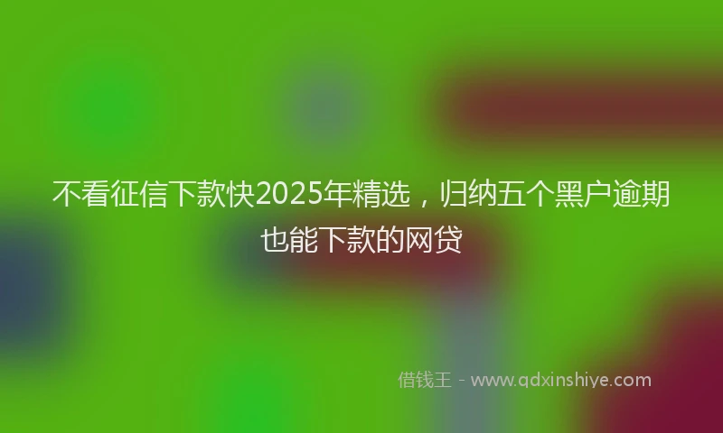 不看征信下款快2025年精选，归纳五个黑户逾期也能下款的网贷