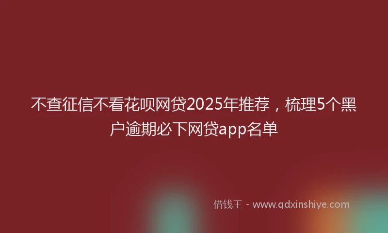 不查征信不看花呗网贷2025年推荐，梳理5个黑户逾期必下网贷app名单