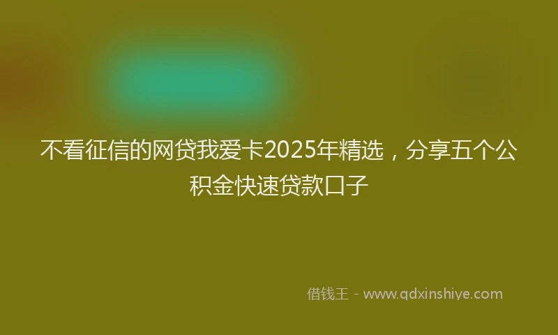不看征信的网贷我爱卡2025年精选，分享五个公积金快速贷款口子