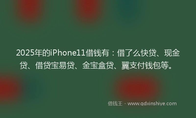 2025年的iPhone11借钱有：借了么快贷、现金贷、借贷宝易贷、金宝盒贷、翼支付钱包等。