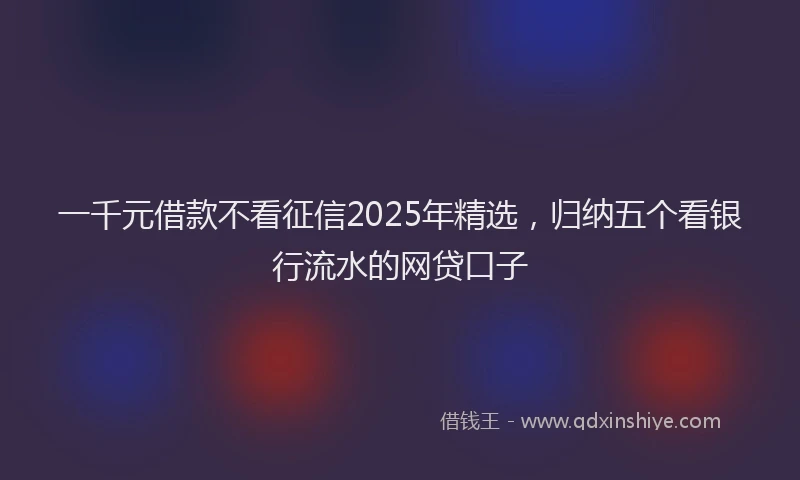 一千元借款不看征信2025年精选，归纳五个看银行流水的网贷口子